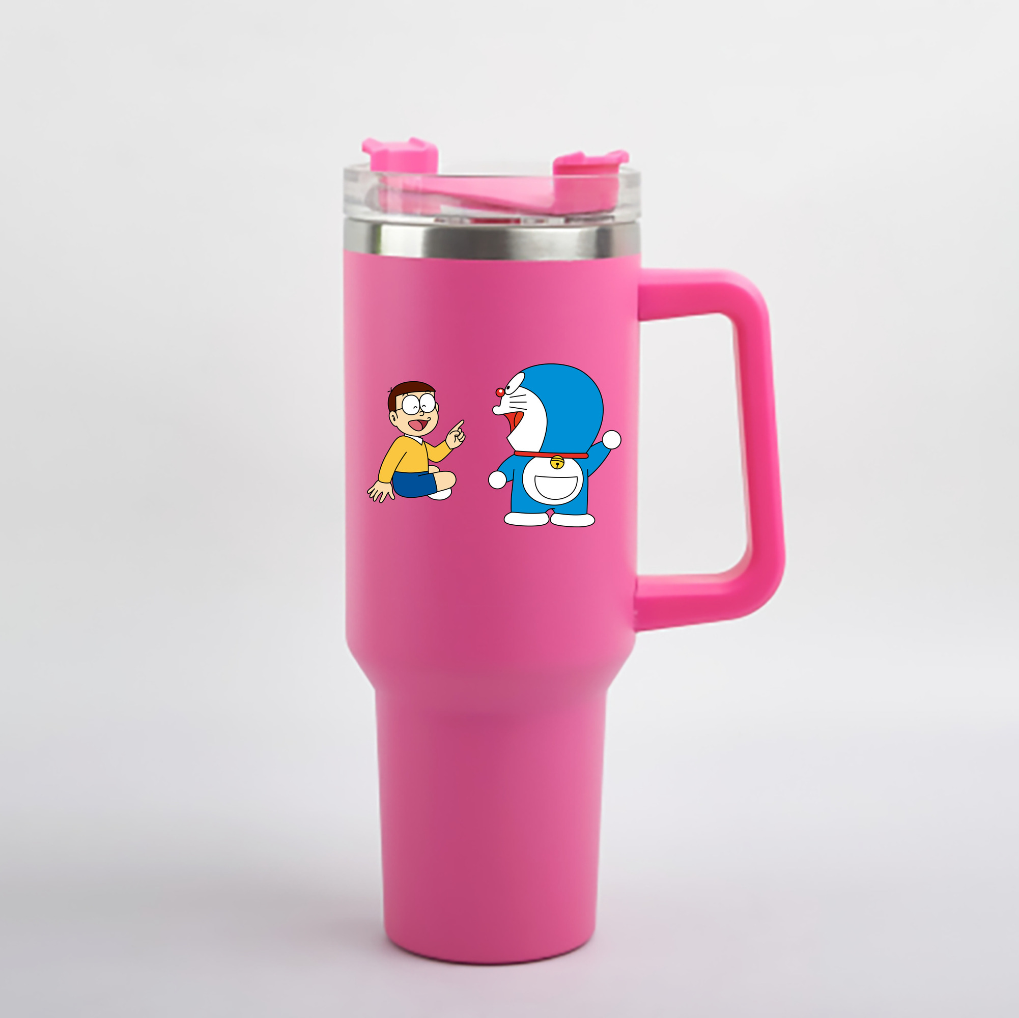 （画像用） ドラえもん Doraemon 1200mL車用タンブラー - クリスタルステッカー（プラスチックストロー付き）